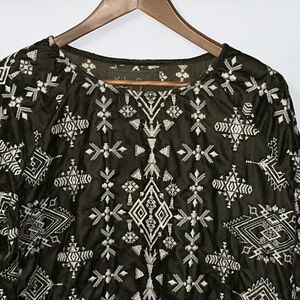 Kyla Seo, Brown Velvet, Embroidered by Hand Top, Women’s Medium